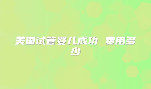 美国试管婴儿成功 费用多少