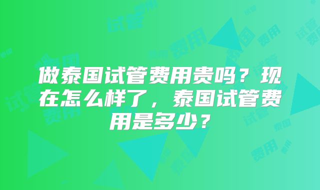 做泰国试管费用贵吗?现在怎么样了,泰国试管费用是多少?