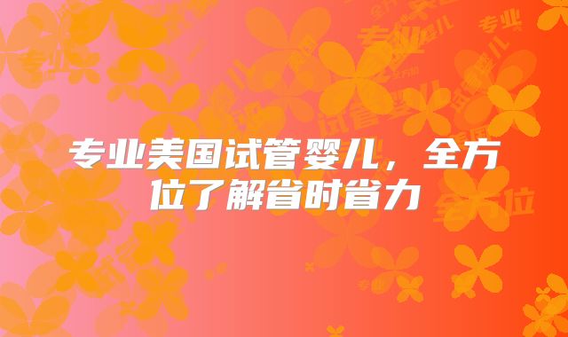 专业美国试管婴儿，全方位了解省时省力