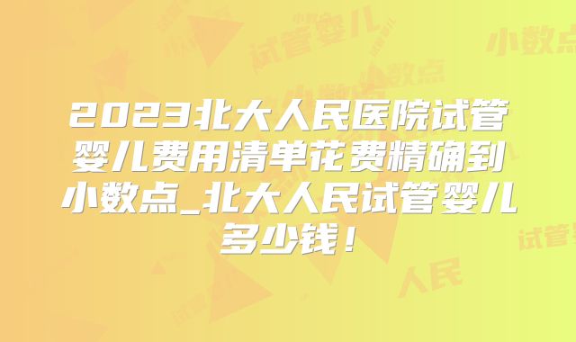 2023北大人民医院试管婴儿费用清单花费精确到小数点_北大人民试管婴儿多少钱！