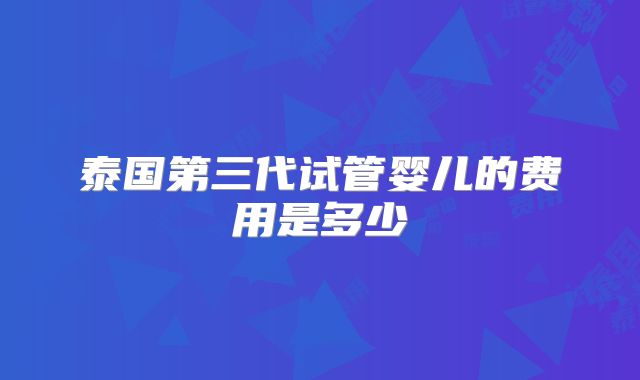 泰国第三代试管婴儿的费用是多少