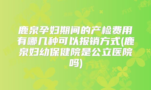 鹿泉孕妇期间的产检费用有哪几种可以报销方式(鹿泉妇幼保健院是公立医院吗)