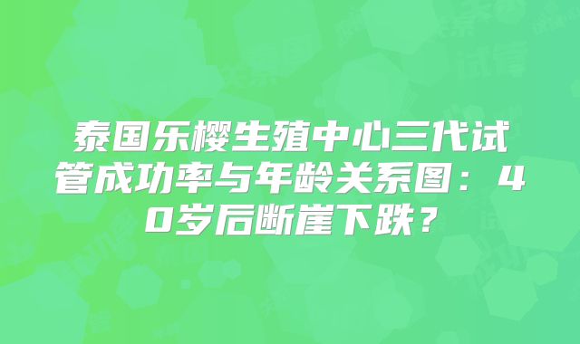 泰国乐樱生殖中心三代试管成功率与年龄关系图：40岁后断崖下跌？
