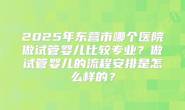 2025年东营市哪个医院做试管婴儿比较专业？做试管婴儿的流程安排是怎么样的？