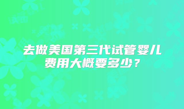 去做美国第三代试管婴儿费用大概要多少？