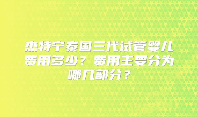 杰特宁泰国三代试管婴儿费用多少？费用主要分为哪几部分？