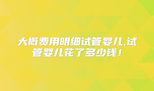 大概费用明细试管婴儿,试管婴儿花了多少钱!