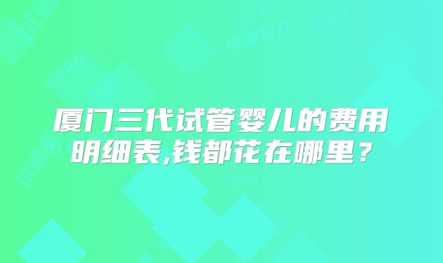 厦门三代试管婴儿的费用明细表,钱都花在哪里?