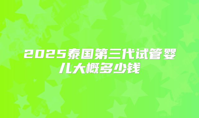 2025泰国第三代试管婴儿大概多少钱