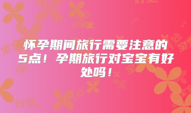 怀孕期间旅行需要注意的5点!孕期旅行对宝宝有好处吗!