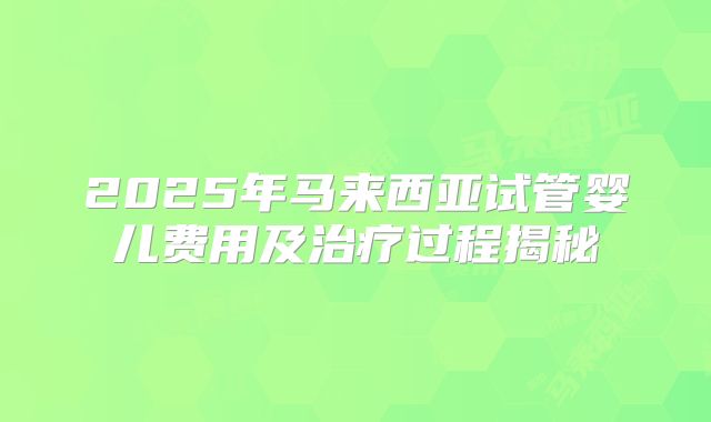 2025年马来西亚试管婴儿费用及治疗过程揭秘