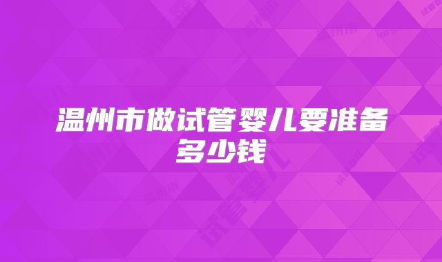 温州市做试管婴儿要准备多少钱