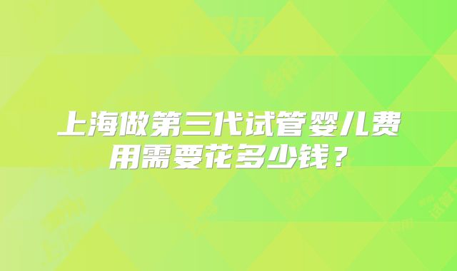 上海做第三代试管婴儿费用需要花多少钱？