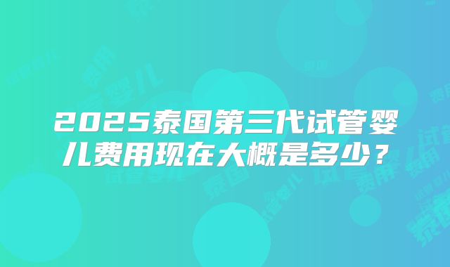 2025泰国第三代试管婴儿费用现在大概是多少？