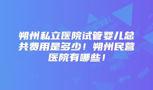 朔州私立医院试管婴儿总共费用是多少!朔州民营医院有哪些!