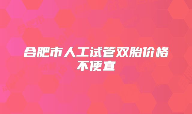 合肥市人工试管双胎价格不便宜