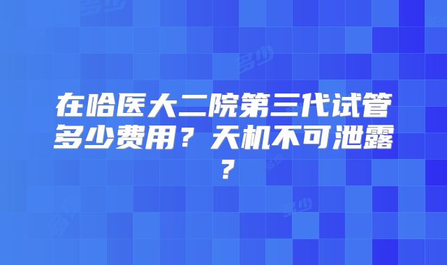在哈医大二院第三代试管多少费用？天机不可泄露？