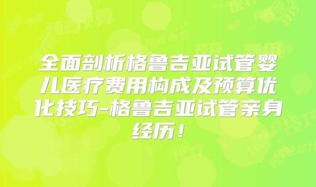 全面剖析格鲁吉亚试管婴儿医疗费用构成及预算优化技巧-格鲁吉亚试管亲身经历！