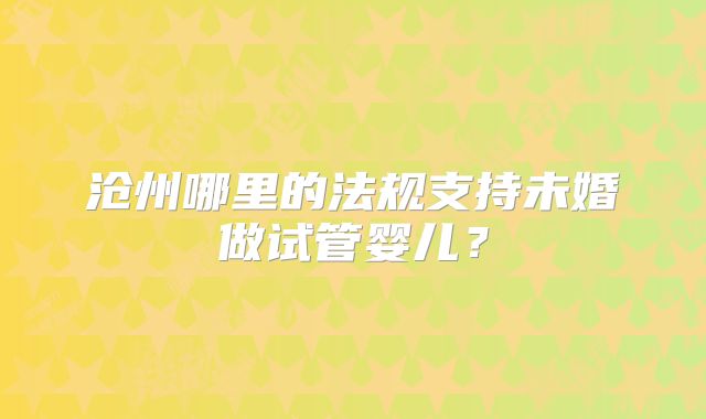 沧州哪里的法规支持未婚做试管婴儿？