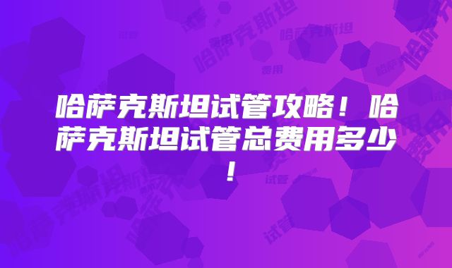 哈萨克斯坦试管攻略！哈萨克斯坦试管总费用多少！