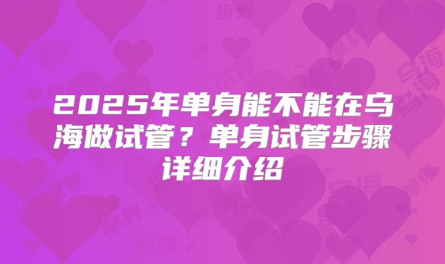 2025年单身能不能在乌海做试管?单身试管步骤详细介绍
