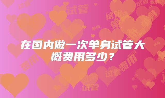 在国内做一次单身试管大概费用多少?
