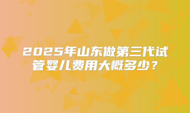 2025年山东做第三代试管婴儿费用大概多少?