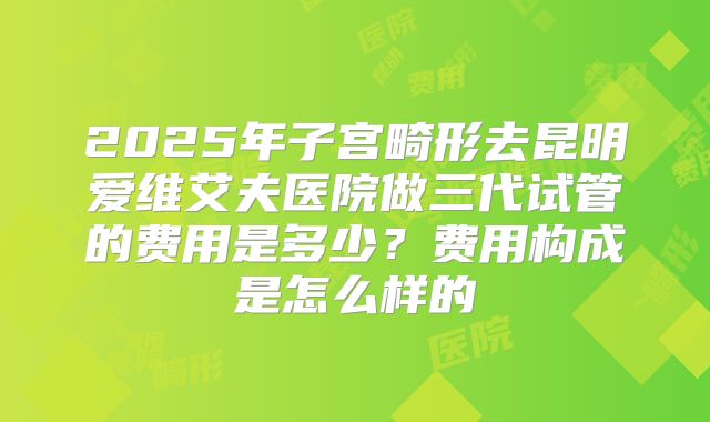 2025年子宫畸形去昆明爱维艾夫医院做三代试管的费用是多少?费用构成是怎么样的