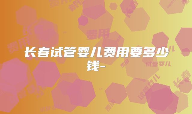 长春试管婴儿费用要多少钱-