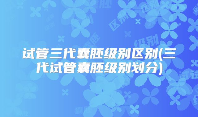 试管三代囊胚级别区别(三代试管囊胚级别划分)
