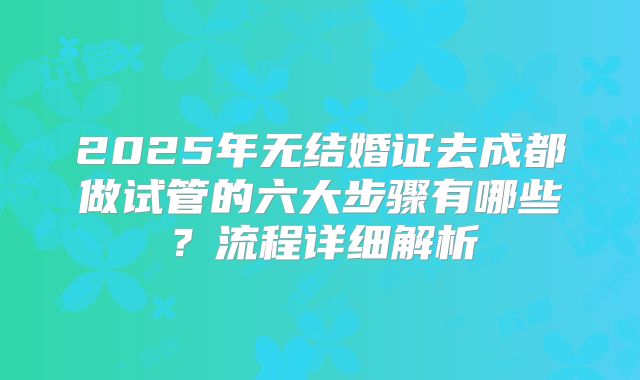 2025年无结婚证去成都做试管的六大步骤有哪些？流程详细解析