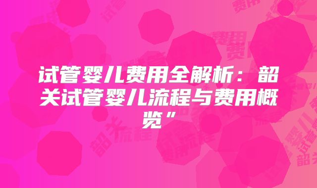 试管婴儿费用全解析：韶关试管婴儿流程与费用概览”