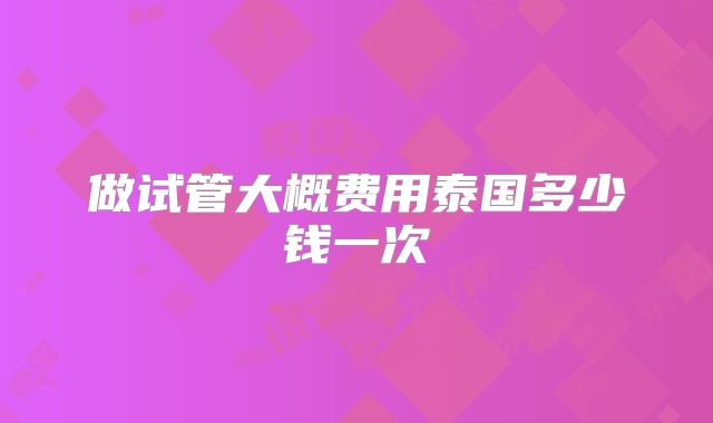 做试管大概费用泰国多少钱一次