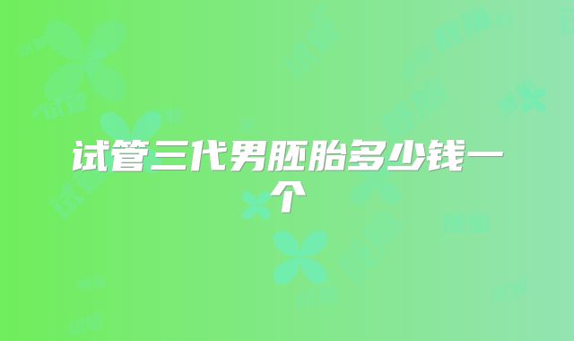 试管三代男胚胎多少钱一个