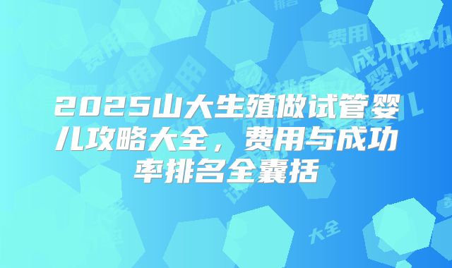 2025山大生殖做试管婴儿攻略大全，费用与成功率排名全囊括