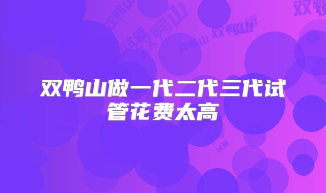 双鸭山做一代二代三代试管花费太高