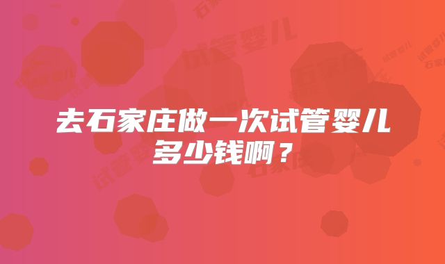 去石家庄做一次试管婴儿多少钱啊？