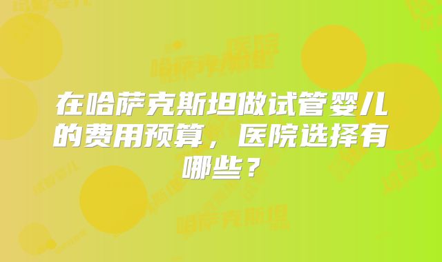 在哈萨克斯坦做试管婴儿的费用预算，医院选择有哪些？