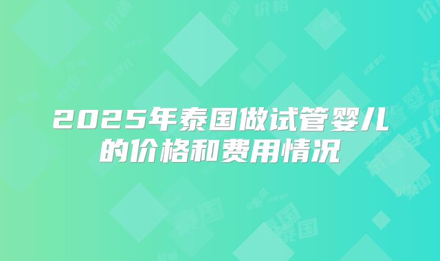 2025年泰国做试管婴儿的价格和费用情况