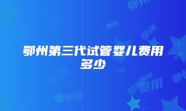鄂州第三代试管婴儿费用多少