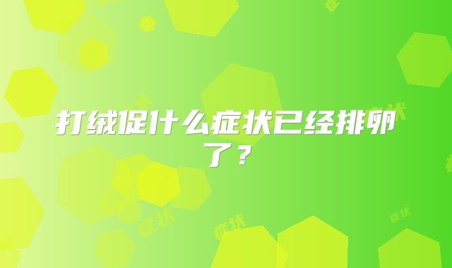 打绒促什么症状已经排卵了?