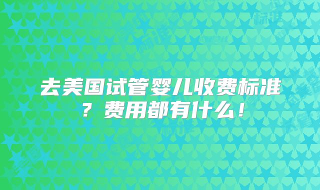 去美国试管婴儿收费标准?费用都有什么!