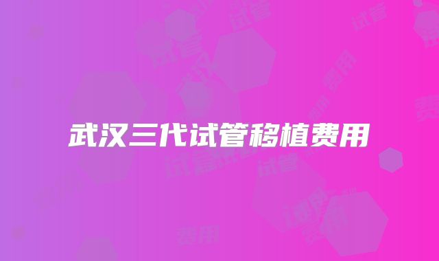 武汉三代试管移植费用