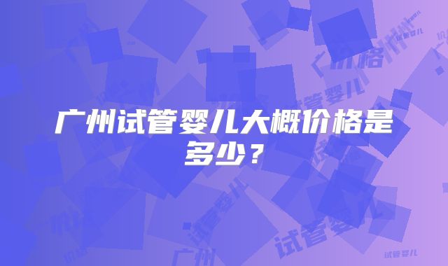 广州试管婴儿大概价格是多少？