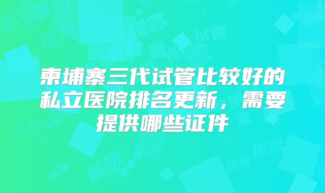 柬埔寨三代试管比较好的私立医院排名更新,需要提供哪些证件