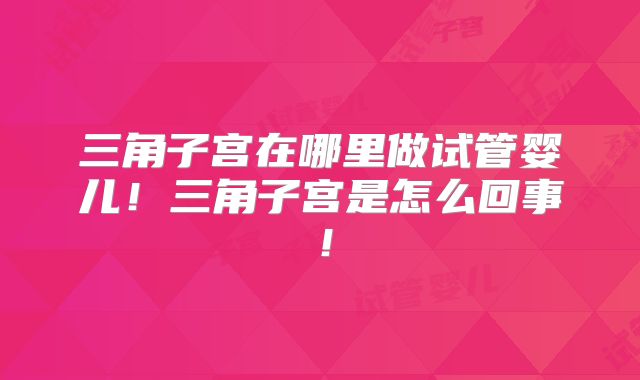 三角子宫在哪里做试管婴儿！三角子宫是怎么回事！