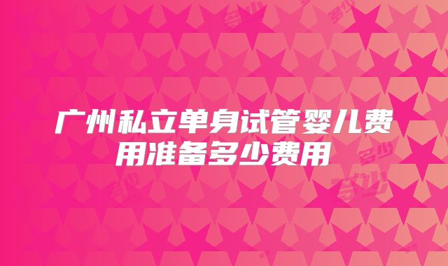 广州私立单身试管婴儿费用准备多少费用