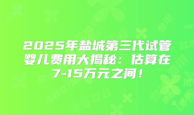 2025年盐城第三代试管婴儿费用大揭秘：估算在7-15万元之间！