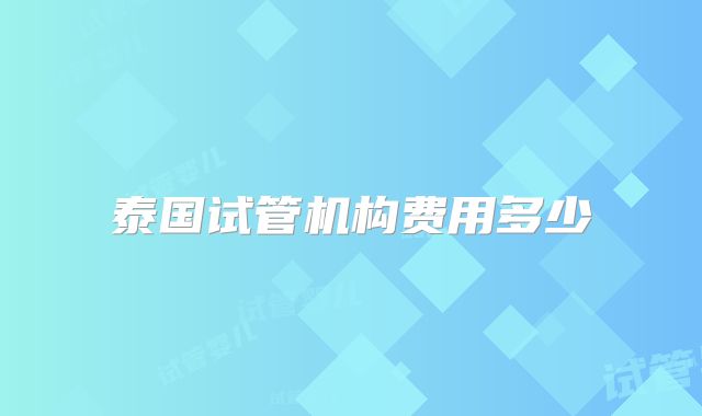 泰国试管机构费用多少