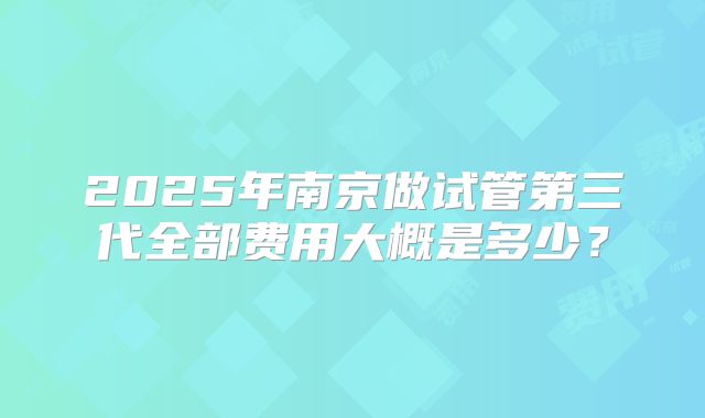 2025年南京做试管第三代全部费用大概是多少？